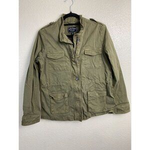 Lucky Brand Womens Barn Chore Jacket Size Medium Olive Green Utility Cargo Zip